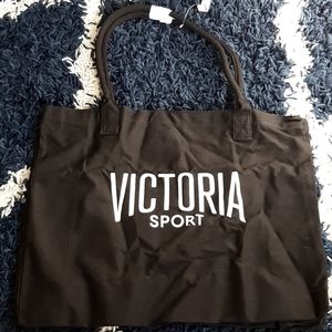 NWT Victoria's Secret Sport Black Canvas Tote Bag